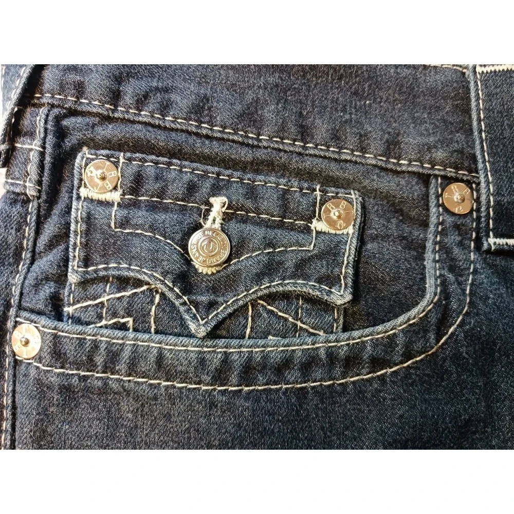 True Religion Skinny w/Flap Jeans Men's Size 38x32 Blue Dark Wash Denim